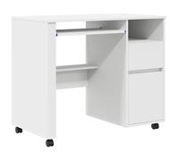 MGH - NEUF Bureau à domicile Table de travail blanc avec tiroirs Blanc MDF Panneau de particules Standard ll463