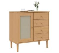 MGH - TOP Buffet de rangement - Cabinet/Commode Bois - SENJA aspect rotin marron 80x40x80 cm - bois massif de pin LV1042