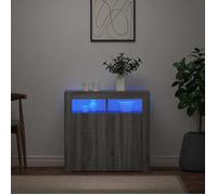 MGH - TOP Buffet de rangement - Cabinet/Commode moderne - avec lumières LED - Sonoma gris - 80x35x75 cm - LV1668