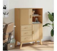 MGH - TOP Haut Armoire Vaisselier - Buffet Pour Salon/Bureau - OLDEN marron 85x43x125 cm - bois massif de pin LV1615