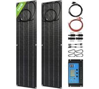 MGHRUE Panneau Solaire Ultra Fin De 500 W, 2 Panneaux Solaires Flexibles ETFE 250 W 12 V-24 V ETFE avec Contrôleur 40 A, Panneaux Solaires Monocristallins Flexibles, Adaptés pour La Famille