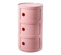 MGHRUE Table De Chevet avec Tiroirs Et Porte Coulissante - Table De Chevet Ronde avec Rangement pour Chambre, Salon Ou Salle De Bain - Table D'appoint Moderne avec Coffre en Plastique,Rose,3tier