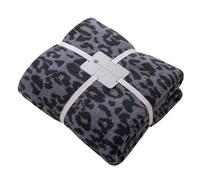MH MYLUNE HOME Couverture Polaire réversible en Microfibre Ultra Douce à imprimé léopard - Couvertures Chaudes et Confortables pour canapé, Chaise, lit - 130 x 160 cm, Bleu Marine