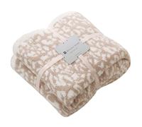 MH MYLUNE HOME Couverture réversible en Polaire, en Microfibre Ultra Douce, à imprimé léopard, pelucheuse, Confortable et Chaude, pour canapé, Chaise (129,5 x 160 cm, Beige)