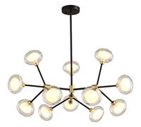 MHBGX Lustre Spoutnik de L'Industrie Moderne, Plafonniers Domestiques, Lustre, Suspension En Laiton Brossé Du Milieu Du Siècle, Lustre Industriel Vintage En Boule de Verre Avec Bras Réglables Noir 12