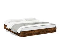 Mhdvray Cadre de Lit 200x200 cm avec 4 Tiroirs Rangement Chêne Fumé | Opti-espace chambre à coucher: structure en bois d'ingénierie avec sommier à lattes contreplaqué et 4 tiroirs coulissants.