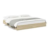 Mhdvray Cadre de Lit 200x200 cm avec 4 Tiroirs Rangement Chêne Sonoma | Structure solide pour chambre à coucher moderne avec lattes en contreplaqué et 4 tiroirs coulissants pratiques.