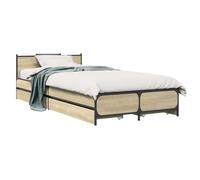 Mhdvray Cadre de Lit avec Tête de Lit Chêne Sonoma 80x200 cm | Lit une personne robuste en bois d'ingénierie avec sommier à lattes intégré pour chambre à coucher moderne.
