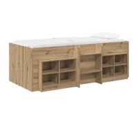 Mhdvray Cadre de Lit Mezzanine 3 Pcs avec Armoires Chêne Artisanal | Ensemble lit gain de place avec 2 caissons de rangement et échelle intégrée pour petit studio ou chambre.