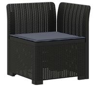 Mhdvray Canapé de Jardin 1 Place Look Rotin PP Anthracite | Fauteuil d'angle modulaire résistant aux UV et intempéries. Assise confortable avec coussin gris pour balcon et terrasse.