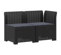 Mhdvray Canapé de Jardin 2 Places Modular Polypropylène Effet Rotin | Salon de balcon modulable en résine tressée synthétique avec coussins moelleux pour terrasse, véranda et petit espace.