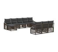 Mhdvray Ensemble Canapé de Jardin 10 Pcs Salon Modulable Polyrotin Gris | Mobilier modulable pour terrasse et jardin avec coussins rembourrés, structures en acier solide et patins réglables.