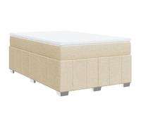 Mhdvray Ensemble Lit Tapissier 120x190 avec Matelas et Surmatelas Crème | Lit complet 120x190 cm pour chambre, matelas à ressorts ensachés et surmatelas déhoussable sur cadre rembourré crème.