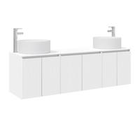 Mhdvray Ensemble Meubles de Salle de Bain Mural 3 Pièces Blanc | Rangement suspendu moderne pour salle de bain avec trous à percer personnalisés et charnières à 90 degrés.