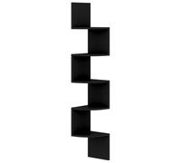 Mhdvray Étagère d'angle Murale Noir 19x19x123 cm Bois d'Ingénierie | Optimisez les angles du salon ou de la chambre avec ce meuble suspendu compact à étagères arrondies pour petits objets.