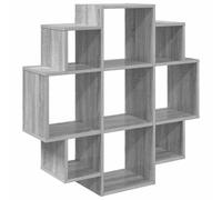 Mhdvray Étagère Murale 9 Compartiments 90x25x90cm Bois Gris Sonoma | Meuble de rangement suspendu à 9 niches pour salon et bureau. Structure robuste en bois d'ingénierie jusqu'à 30 kg.