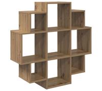 Mhdvray Étagère Murale 9 Compartiments Chêne Artisanal 90x25x90 cm | Meuble d'affichage flottant à 9 cases pour salon et bureau, optimise l'espace mural sans encombrer le sol.