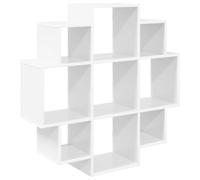 Mhdvray Étagère Murale Blanc 90x25x90 cm Meuble de Rangement Salon | Optimisez l'espace dans votre séjour grâce à cette bibliothèque flottante à 9 casiers pour livres et décorations.