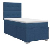 Mhdvray Lit Boxspring 100 x 200 cm avec Matelas et Surmatelas Bleu | Ensemble de chambre complet bleu avec tête de lit réglable 78-88 cm et matelas à ressorts ensachés amovible.