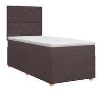 Mhdvray Lit Boxspring 100x200 cm avec Matelas et Surmatelas Marron Foncé | Ensemble de lit complet pour chambre à coucher avec tête de lit réglable 78-88 cm et cadre en bois d'ingénierie.
