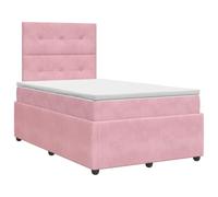 Mhdvray Lit Boxspring 120x190 cm avec Matelas et Surmatelas Rose | Ensemble complet pour chambre à coucher avec tête de lit réglable, cadre en bois d'ingénierie et housses lavables.
