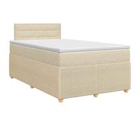 Mhdvray Lit Boxspring 120x190 cm avec Matelas et Surmatelas Tissu Crème | Lit complet pour chambre avec tête de lit réglable 78/88 cm, matelas ressorts et housses lavables en tissu crème.