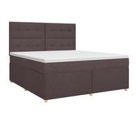 Mhdvray Lit Boxspring 140x200 cm Matelas et Surmatelas Marron Foncé | Ensemble lit complet pour chambre à coucher avec tête de lit réglable 78-88 cm et housses de matelas amovibles lavables.