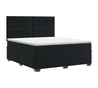 Mhdvray Lit Boxspring 140x200cm avec Matelas et Surmatelas Velours Noir | Ensemble lit rembourré en velours noir avec tête de lit réglable et housses lavables pour chambre à coucher moderne.