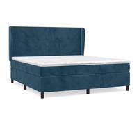 Mhdvray Lit Boxspring 160x200 Velours Bleu Foncé Matelas Surmatelas | Ensemble complet pour chambre à coucher avec tête de lit réglable en hauteur, capitonnage élégant et soutien moyen-dur.