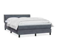 Mhdvray Lit Boxspring 160x210 cm Velours Gris Foncé avec Matelas | Ensemble de lit complet pour chambre à coucher, tête réglable, surmatelas lavable et ressorts ensachés confortables.