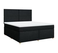 Mhdvray Lit Boxspring 180x200 cm avec Matelas Ressorts et Surmatelas Noir | Ensemble lit complet 180x200 cm avec tete de lit reglable et surmatelas lavable pour un confort ideal dans votre chambre.