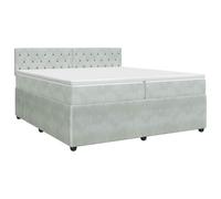 Mhdvray Lit Boxspring 200x200cm Velours Gris Clair avec Matelas | Lit complet 200x200 pour chambre adulte avec tete de lit ajustable et matelas dehoussable a ressorts ensaches.