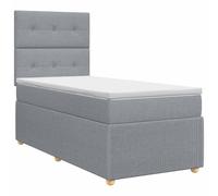 Mhdvray Lit Boxspring 90x190 cm avec Matelas et Surmatelas Gris Clair | Lit simple complet pour la chambre avec tête de lit réglable et housses amovibles lavables pour un entretien quotidien.