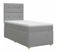 Mhdvray Lit Boxspring 90x190 cm Gris Clair Ensemble Lit Matelas Surmatelas | Lit complet 1 personne pour chambre avec tete de lit reglable en hauteur, matelas fermete moyenne et surmatelas lavable.