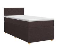 Mhdvray Lit Boxspring 90x200 cm avec Matelas et Surmatelas Marron Foncé | Ensemble lit rembourré pour chambre à coucher avec tête de lit réglable 78/88 cm et surmatelas déhoussable 5 cm.