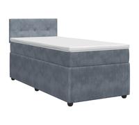 Mhdvray Lit Boxspring 90x200cm Matelas Ressorts Velours Gris Foncé | Lit complet pour chambre à coucher avec tête réglable en hauteur, matelas ergonomique et housse amovible lavable.