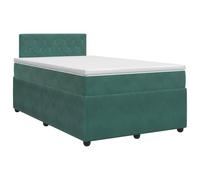 Mhdvray Lit Boxspring avec Matelas 120x190 cm Velours Vert Foncé | Lit complet 120x190 cm pour chambre avec tête réglable hauteur, matelas ressorts ensachés et surmatelas déhoussable.