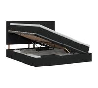 Mhdvray Lit Coffre 140x190 cm avec Matelas et Surmatelas Noir | Cadre en métal robuste avec levage hydraulique latéral, idéal pour optimiser l'espace dans une chambre moderne.
