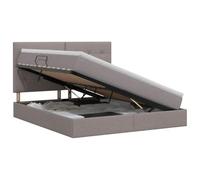 Mhdvray Lit Coffre 180x200 cm avec Matelas et Surmatelas Taupe | Coffre de rangement latéral hydraulique sous le lit, structure en métal et tissu taupe pour chambre adulte.