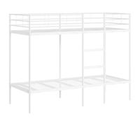 Mhdvray Lit Superposé 80x200 cm en Acier Blanc, Structure de Lit Double en Métal Robuste avec Échelle Intégrée et Garde-Corps de Sécurité, Sommier en Maille Respirant pour Chambre d'amis