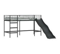 Mhdvray Lit Superposé Métal avec Toboggan Enfant 75x190cm Noir Anthracite | Cadre robuste en acier mat gain de place pour chambre d'enfant. Descente ludique intégrée et entretien très facile.