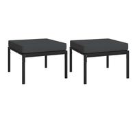 Mhdvray Lot de 2 Tabourets de Jardin 60x60x35 cm avec Coussins Gris | Poufs modulaires en acier noir pour terrasse et balcon avec coussins rembourrés en mousse de 8 cm d'épaisseur.