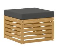 Mhdvray Pouf d'Extérieur en Bois d'Acacia Massif Blanc avec Coussin | Repose-pieds modulaire de jardin pour terrasse et patio, lattes modernes avec coussin d'assise anthracite confortable.