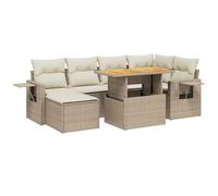 Mhdvray Salon de Jardin 7 Pièces en Résine Tressée avec Table Modulable | Ensemble modulable en polyrotin avec table relevable et tablette rabattable, idéal pour la terrasse ou le jardin.