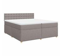 Mhdvray Sommier Tapissier avec Matelas et Surmatelas 200x200 cm Taupe | Ensemble complet pour chambre à coucher incluant cadre rembourré, deux matelas et surmatelas en mousse.