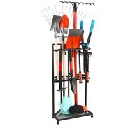 MHHO-WG Rack d'Angle Outils Jardin, Acier Robuste pour Garage | Support de Rangement Noir Mat Revêtu par Poudre, Range Balais, Pelles, Râteaux & Outils Longs, Parfait pour Abri & Terrasse