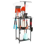 MHHO-WG Rack de Jardin Haute Résistance, Organisateur Autoportant en Acier | Rack de Rangement pour Outils Longs, Range Balais, Pelles & Râteaux, Finition Noire Élégante, Idéal pour Garage & Extérieur
