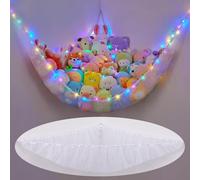 MHJY Hamac de rangement en peluche pour animaux en peluche avec lumière LED | Filet de rangement pour jouets en peluche, coin suspendu, économiseur d'espace, grande capacité pour ours en peluche