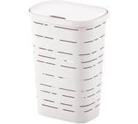 Coffre à Linge en Plastique 55L - Coloris Blanc - Fabriqué en France - Panier à Linge Robuste avec Couvercle - 44 x 32,5 x 60,5 cm - Idéal Salle de Bain, buanderie, Chambre - M Home by Mazzei Mondex