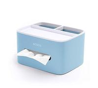 MHTECH Boîte à Mouchoirs Multifonction, Bleu | Porte-stylo, Porte-télécommande, Boîte de rangement, Boîte à mouchoirs cosmétiques
